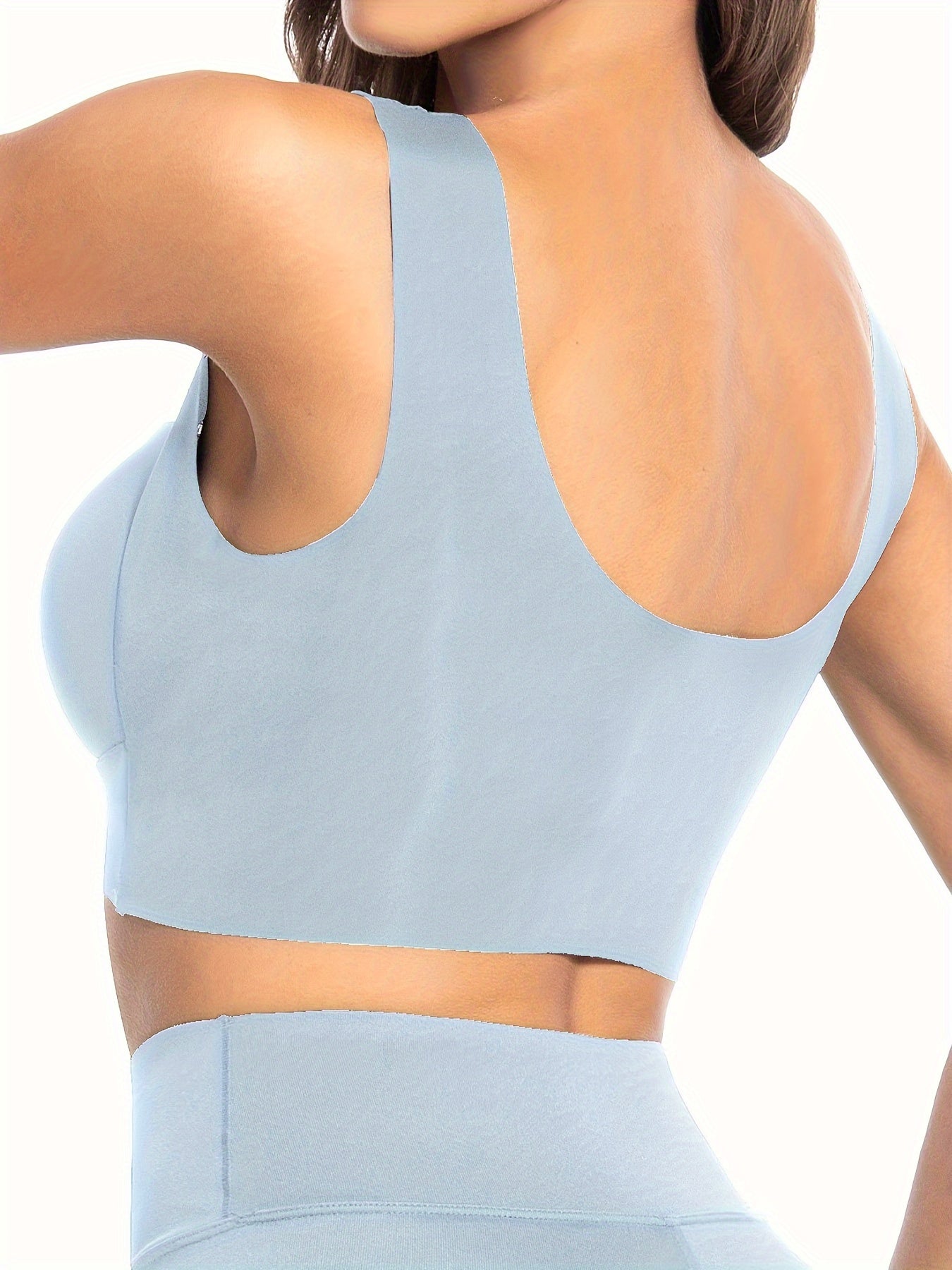 Plus Size Women's Sports Bra Nylon Mesh Breathable V-Neck Full Coverage