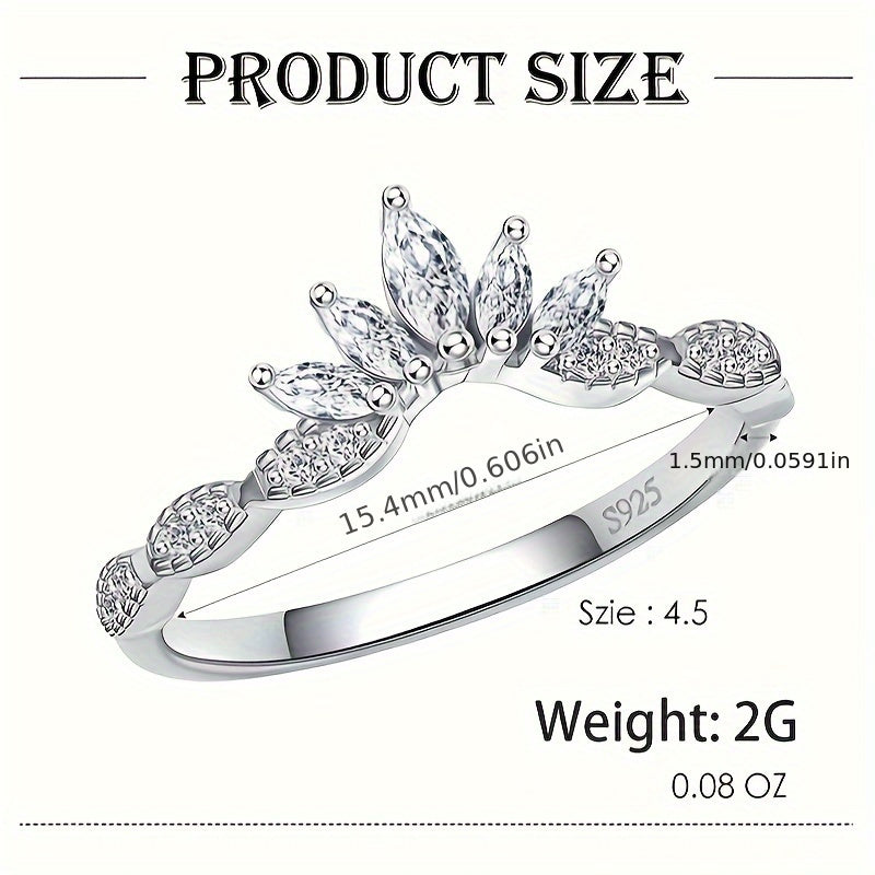 Ayollar uchun Moissanite to'y uzuklari, 5 ta tosh, ot ko'zli kesim, sterling kumush, 18K oq oltin bilan qoplangan