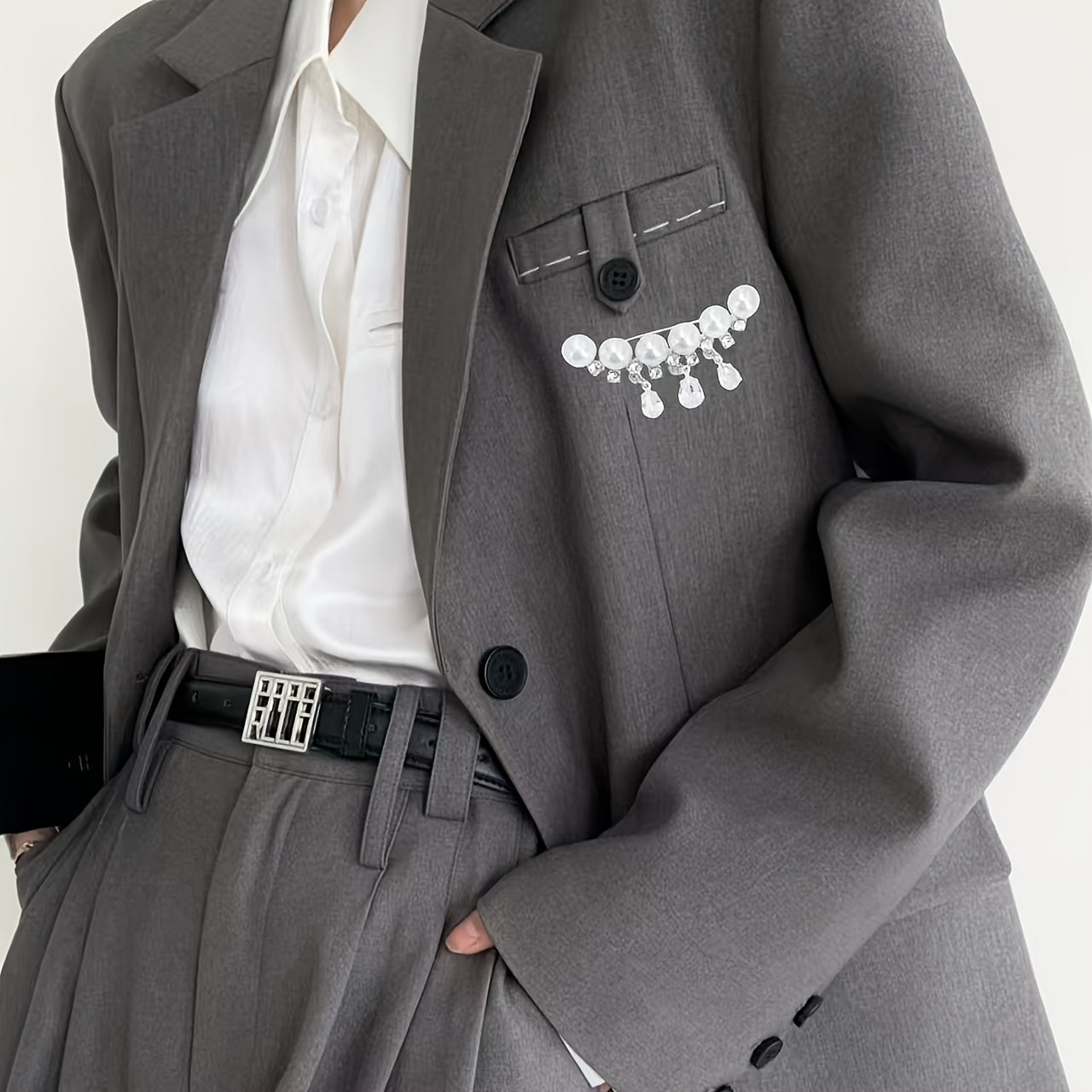 Женские броши с жемчужными стразами и цирконием с дизайном водяной капли и кисточкой