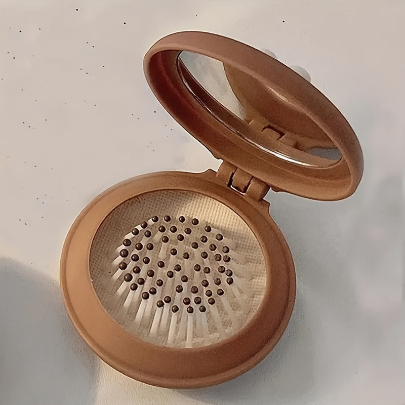 Travel Hairbrush with Mirror Foldable Scalp Massaging Air Cushion Dry Hair