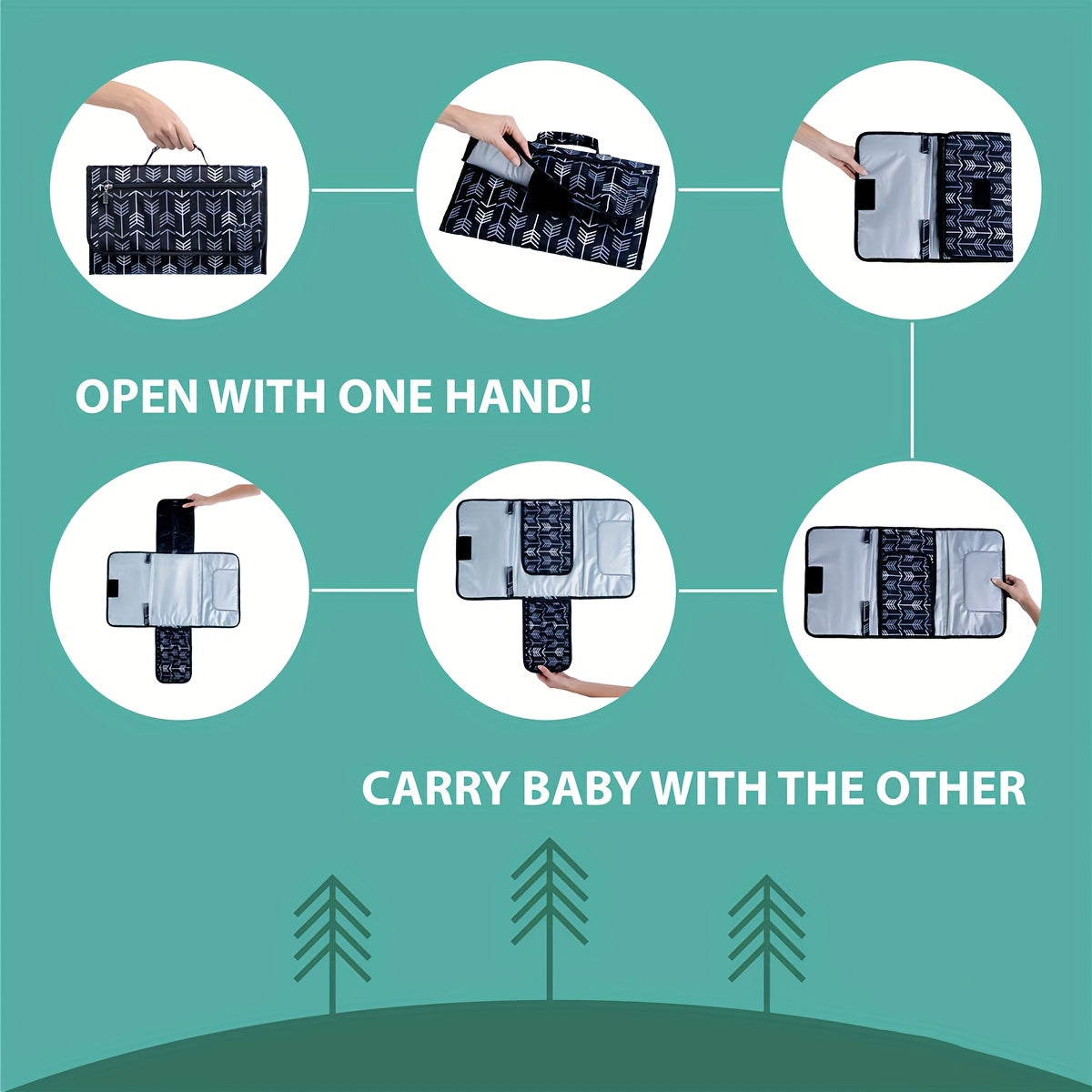 Portable Diaper Changing Pad with Grey Arrows Design for Babies