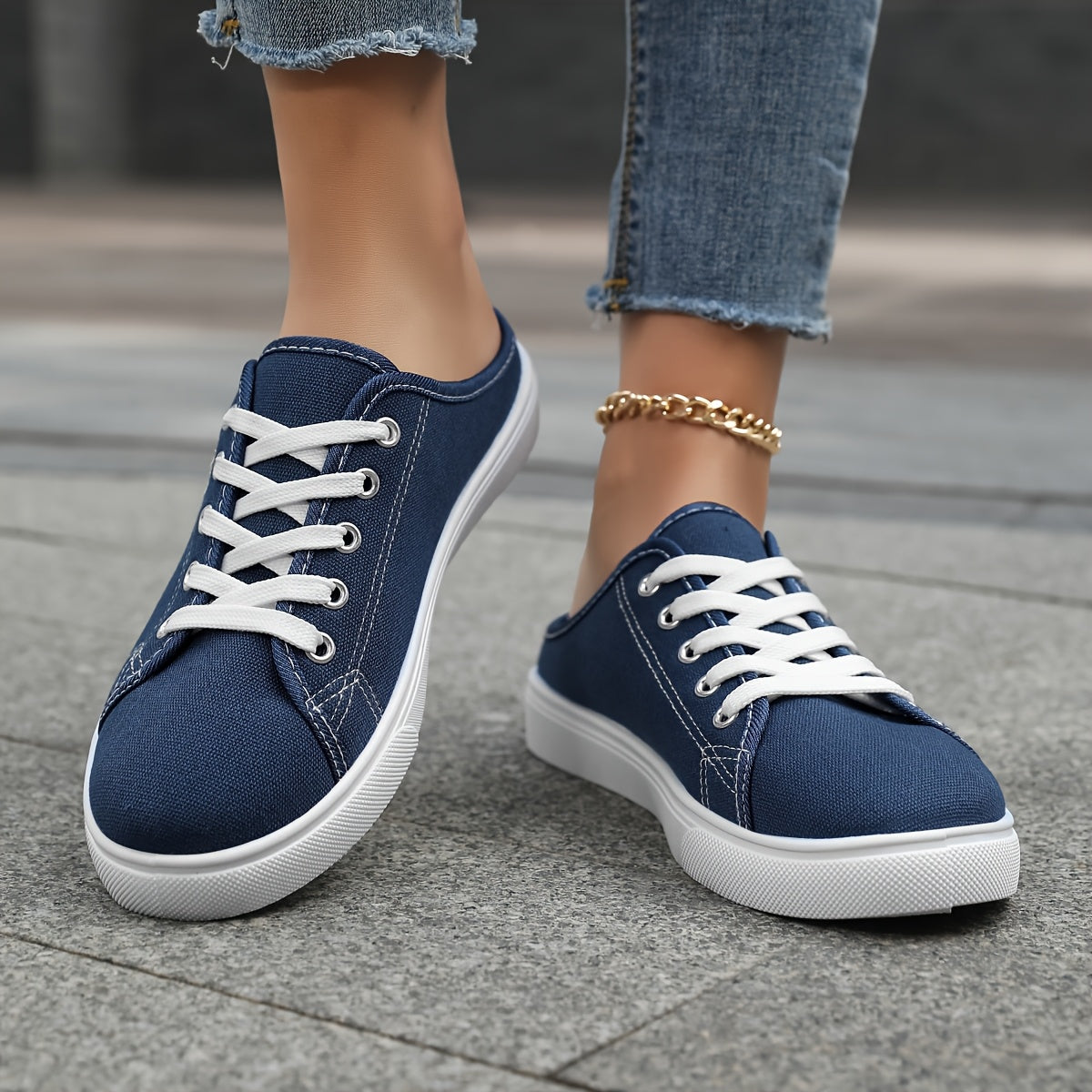 Ayollar uchun slip-on kundalik poyabzal nafas oladigan mato, sirpanmaydigan taglik, qora, oq, pushti