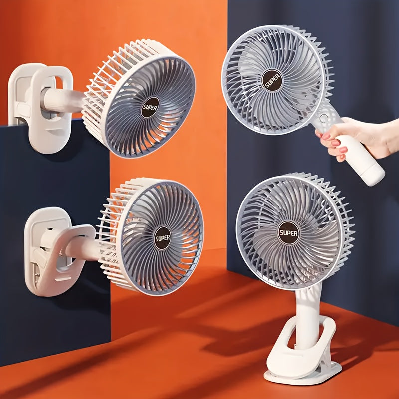 Portable White USB Rechargeable Fan with Quiet Operation and Travel-Friendly Design