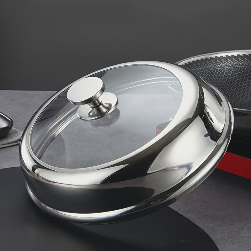 Stainless Steel Frying Pan and Steamer Lid with Glass Cover for Kitchen