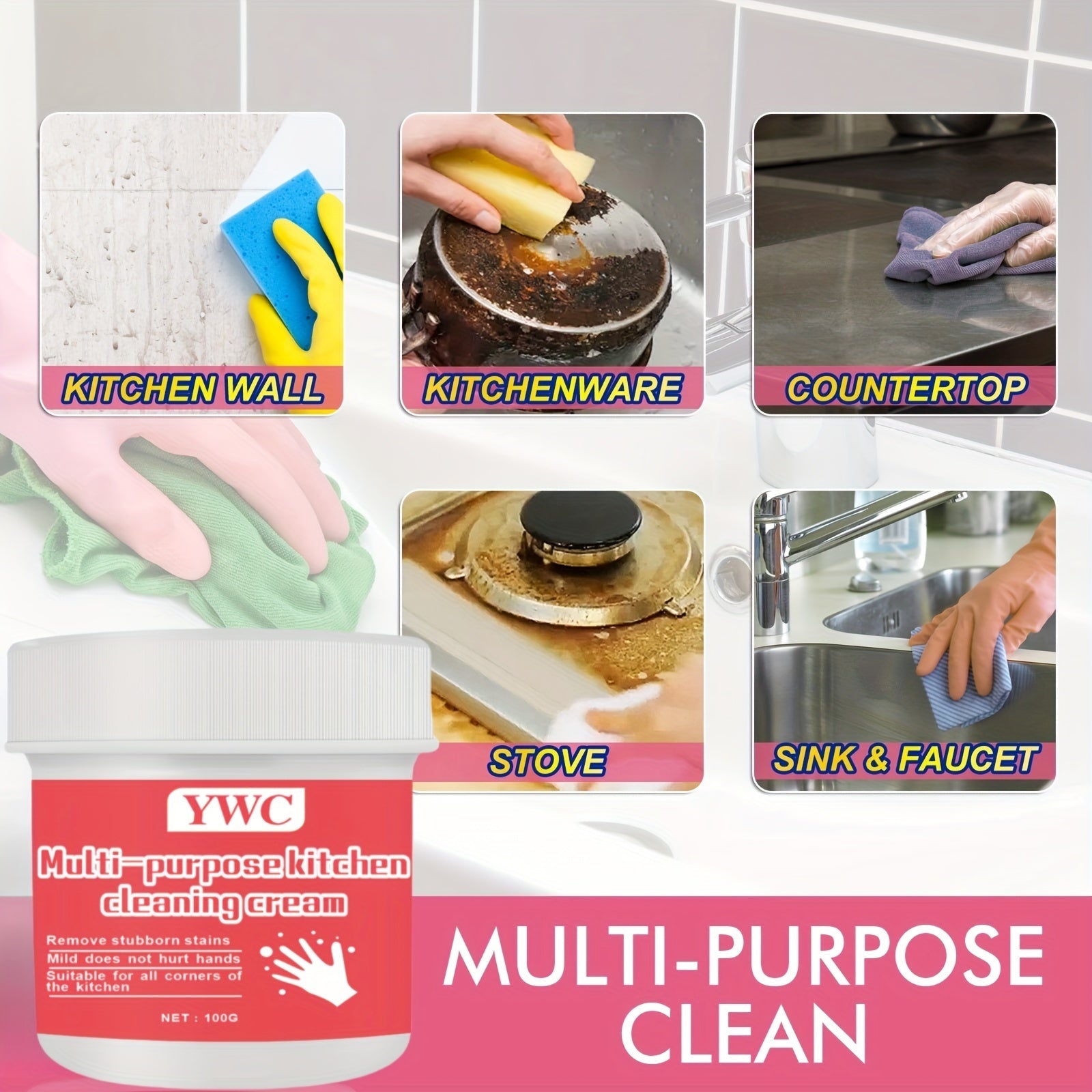 Cleaning Paste for Kitchen Stove and Bathroom Surfaces, Heavy Duty, Multi-Purpose