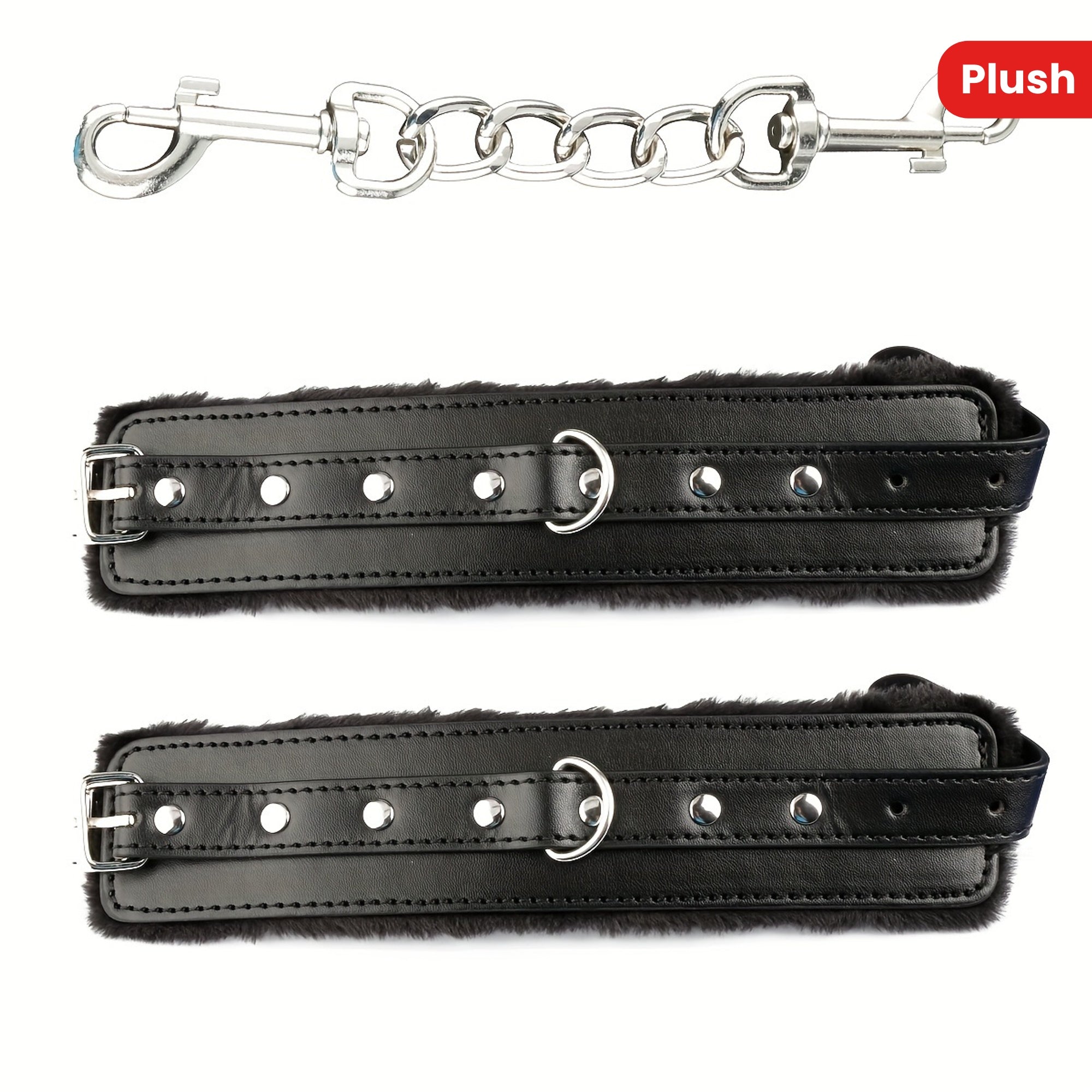 Faux Leather Handcuffs with Plush Lining Adjustable for Yoga and Home Use