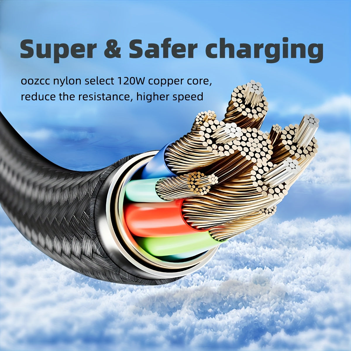 120W USB-A to Type-C PD Nylon Charging Cable for Fast Data Sync Durable PVC