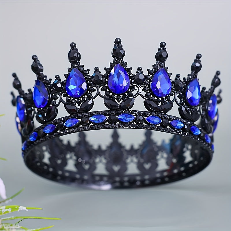Opulent Vintage Round Rhinestone Crown Tiara for Bridal and Pageants
