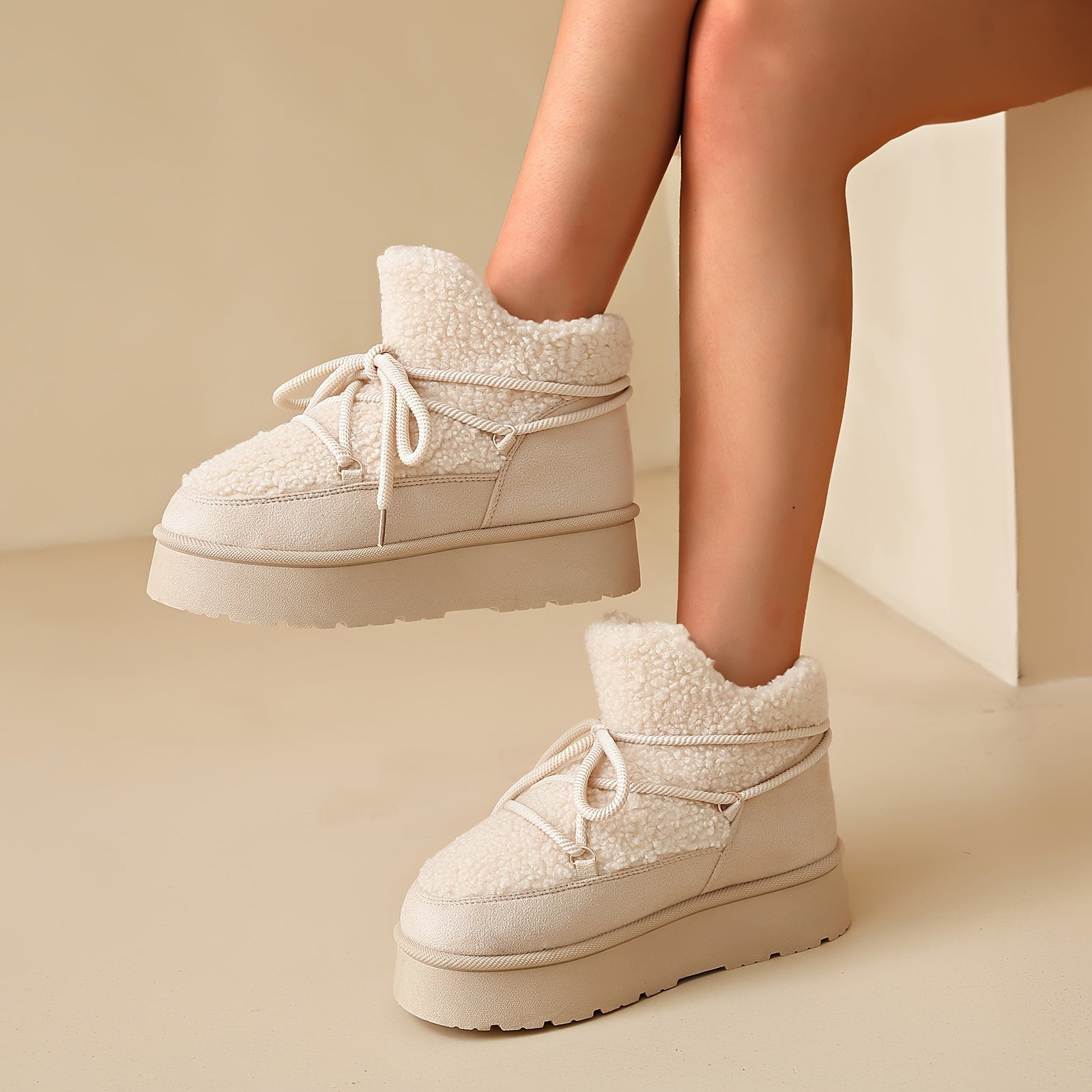 Women Snow Boots Winter Warm Slip-On Round Toe Fabric PVC Sole