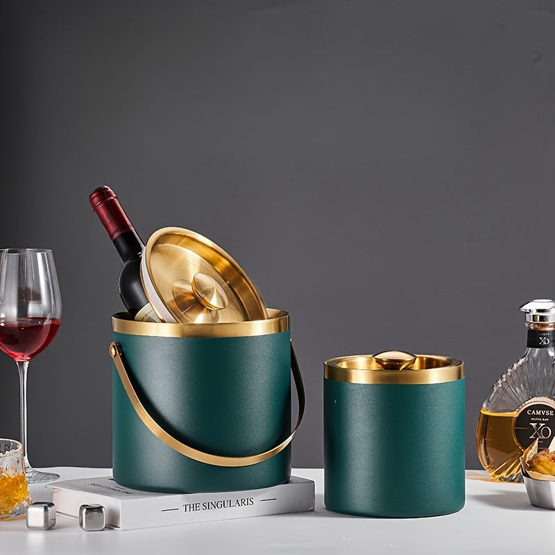 Insulated Stainless Steel Ice Bucket Double Layer for Champagne Wine Beer Non-Slip