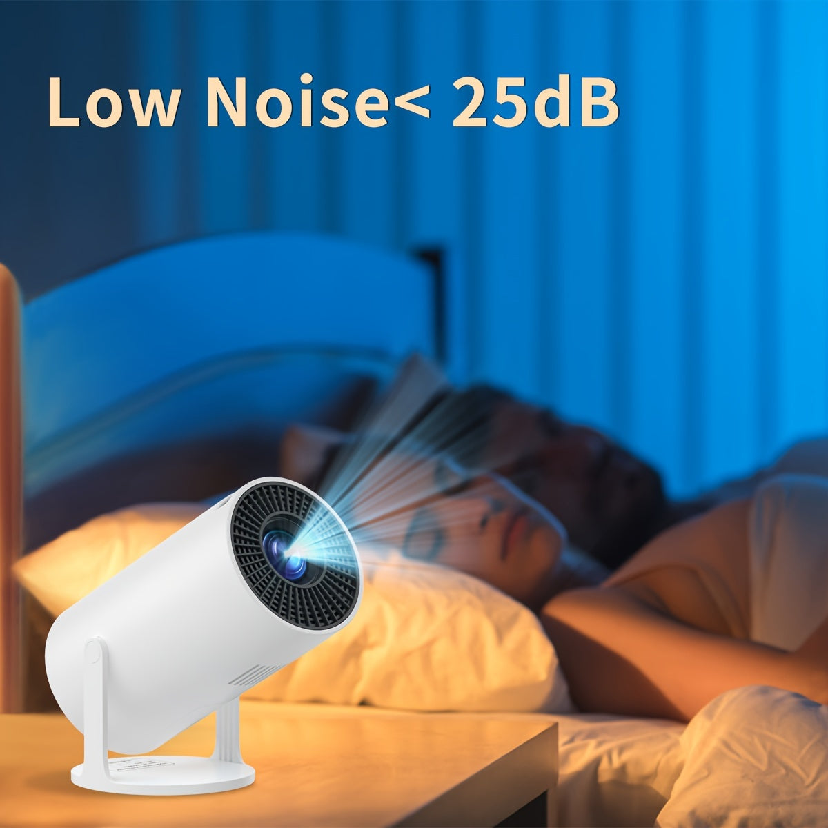 Mini Portable Projector 180° Rotatable Remote White Compatible Phones Tablets