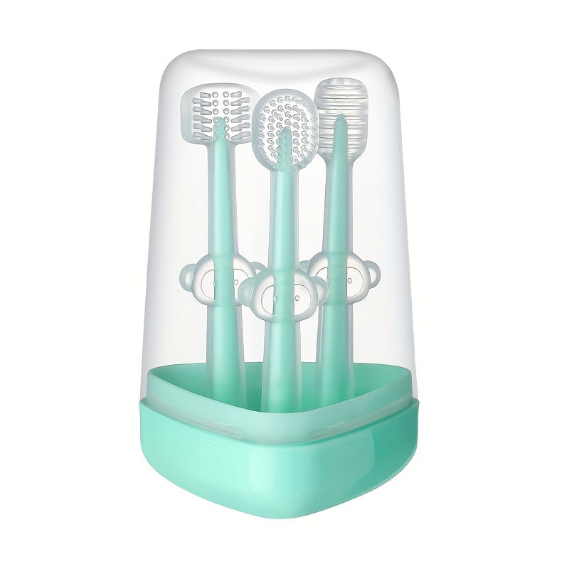 Baby Silicone Toothbrush and Tongue Cleaner with Storage Box