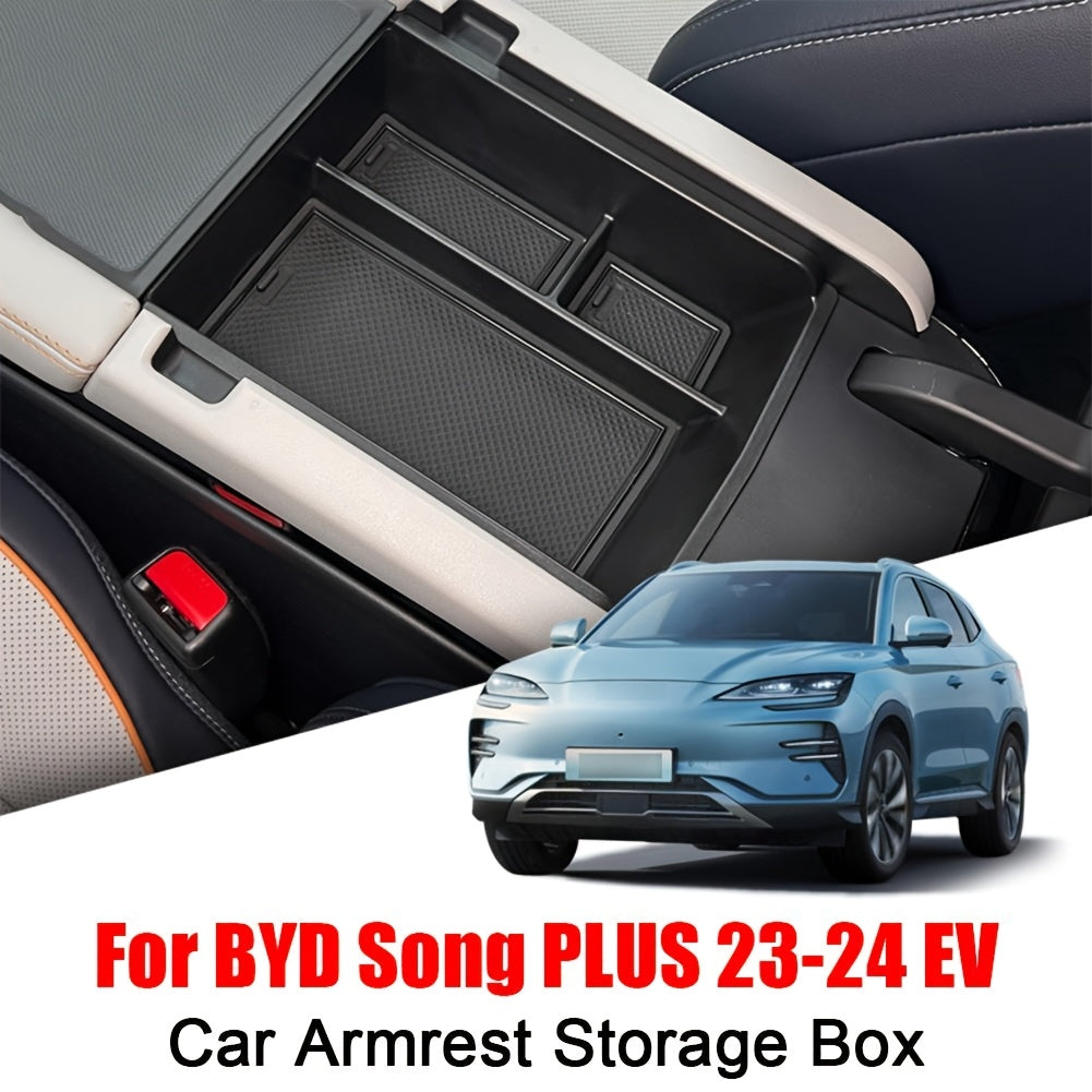 Car Interior Organizer Storage Box with USB-C Port Durability Textured