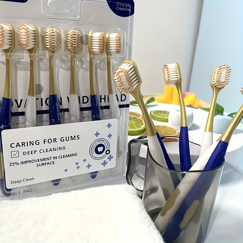 6-Pack Soft Microfiber Bristle Adult Toothbrushes Full-Size Head Gum Care Plaque Removal