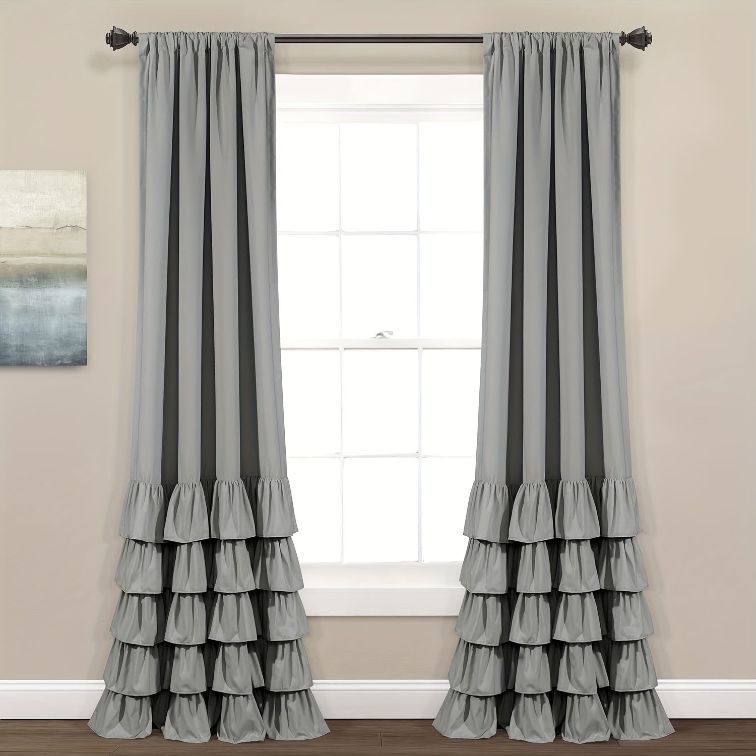 Heavy Duty Pleated Lace Window Curtains for Living Room 132cm x 213cm