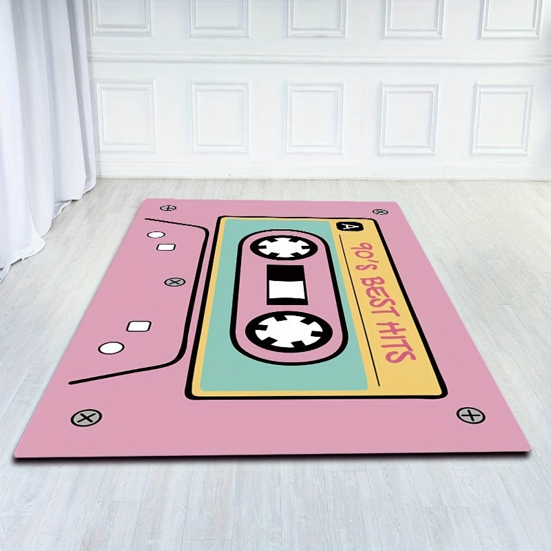 Retro Cassette Tape Door Mat Anti-Slip Stain-Resistant Kitchen Rug Entryway