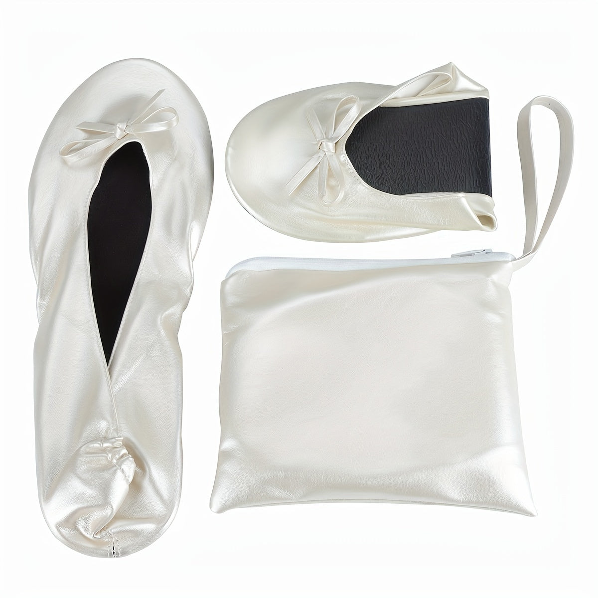 Women's Gold Ballet Flats with Sequin Bow Slip-On Dress Shoes