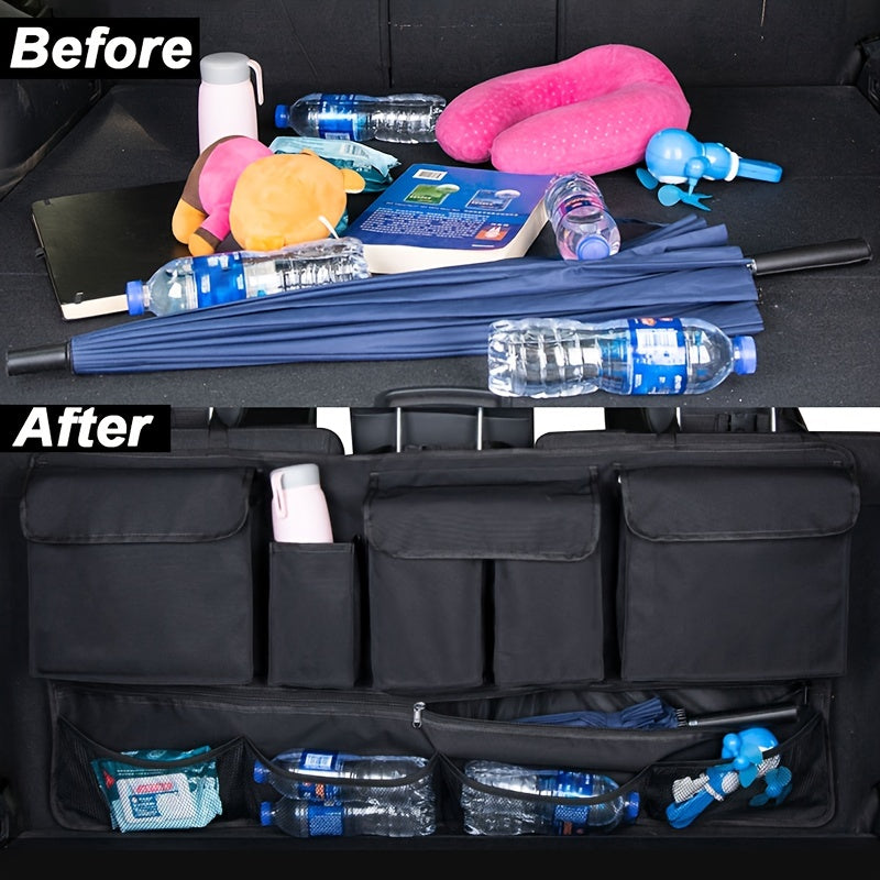 Универсальный органайзер для багажника автомобиля большого размера, сумка для хранения на заднем сиденье внедорожника, многофункциональный сетчатый карман