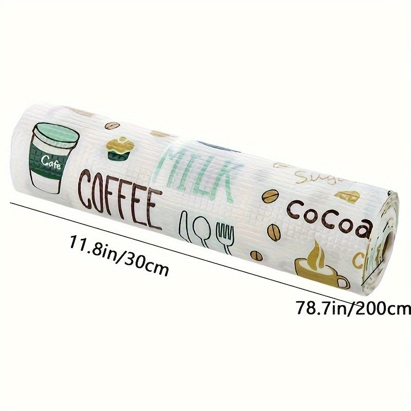 Shelf Liner for Kitchen Cabinets Non-Adhesive Slip-Resistant Drawer Mat Espresso Coffee Tea Pattern 30cm x 200cm