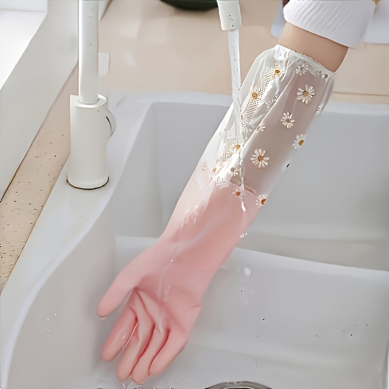 Waterproof Cleaning Gloves Non-Slip PVC Long Sleeve Household Chores