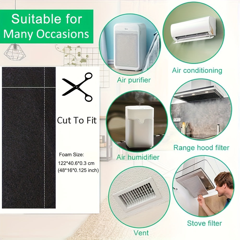 Activated Carbon Filter Sheet for Air Purifiers and Litter Boxes 122x40x0.3cm