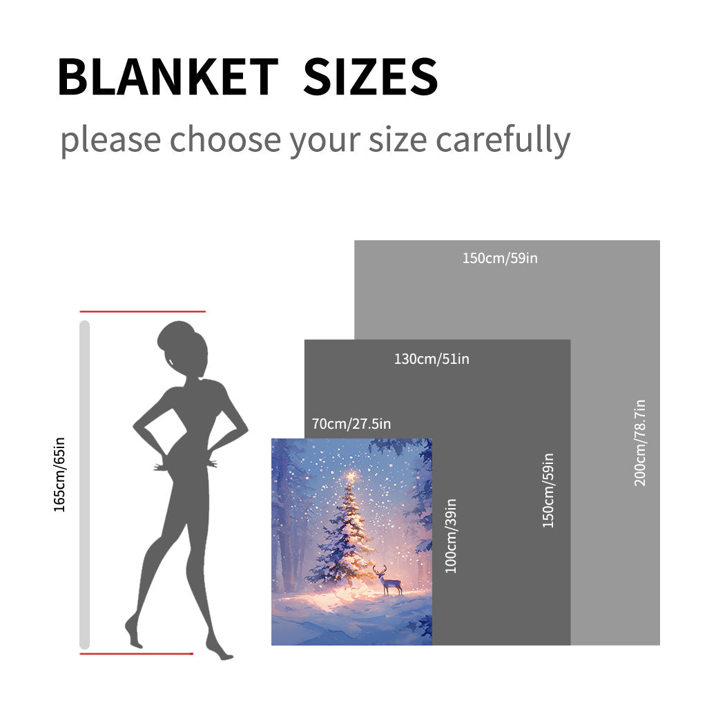 Soft Flannel Fleece Blanket with Christmas Tree and Deer Design All-Season Washable for Sofa Home Office Camping