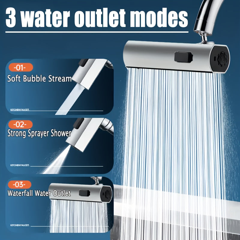 3-Way Water Outlet Faucet Adapter ABS Durable Easy to Install Bathroom Sink Accessory