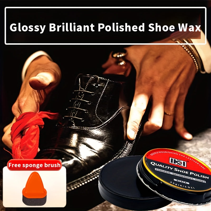 Leather Shoe Care Kit With Polishing Sponge And Wax in Black Brown or Universal