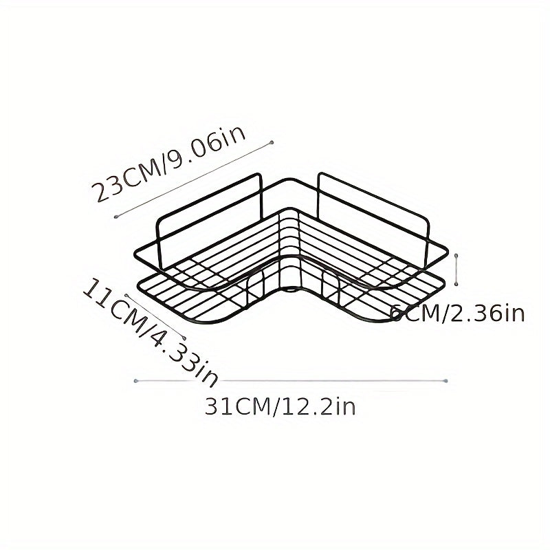 Wall-Mounted Metal Shower Caddy No-Drill Bathroom Kitchen Storage