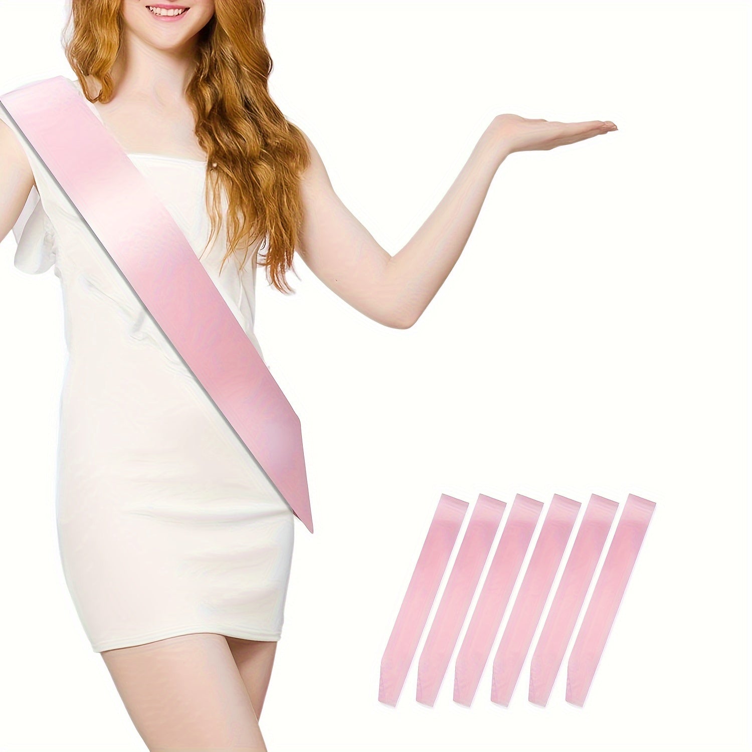 Set of 6 Satin Ribbon Belts for Weddings Birthdays Graduations and DIY Projects in Solid Colors