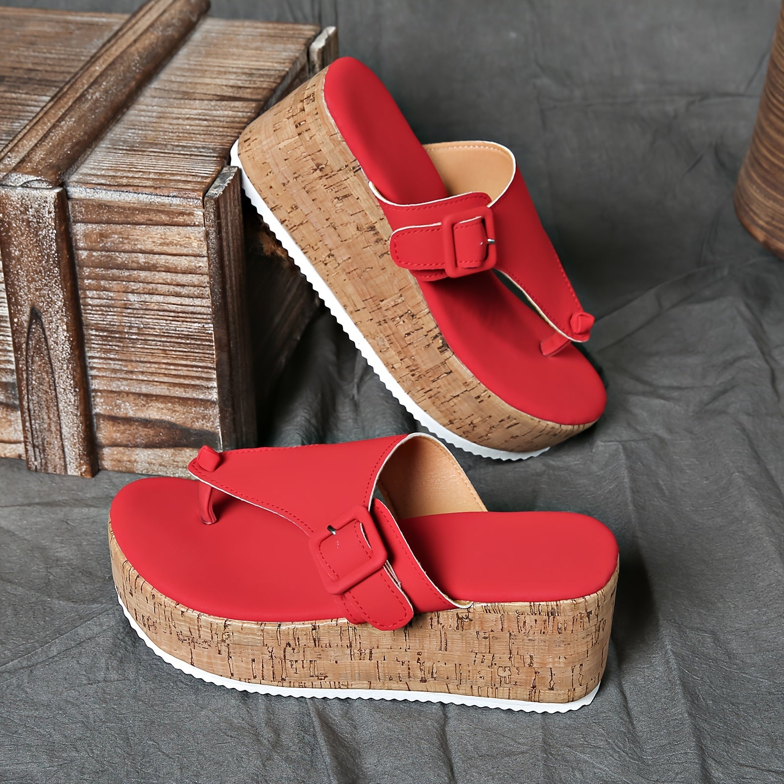 Women's White Open-Toe Platform Sandals Slip-On Summer Casual Footwear