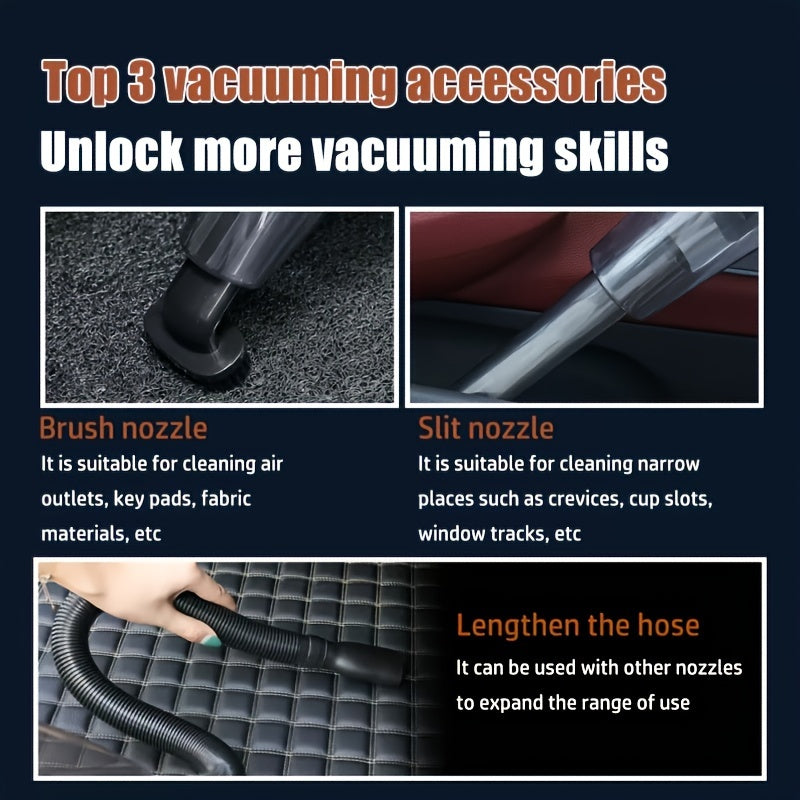 Aspiradora de coche 12V portátil silenciosa de 200W con accesorios