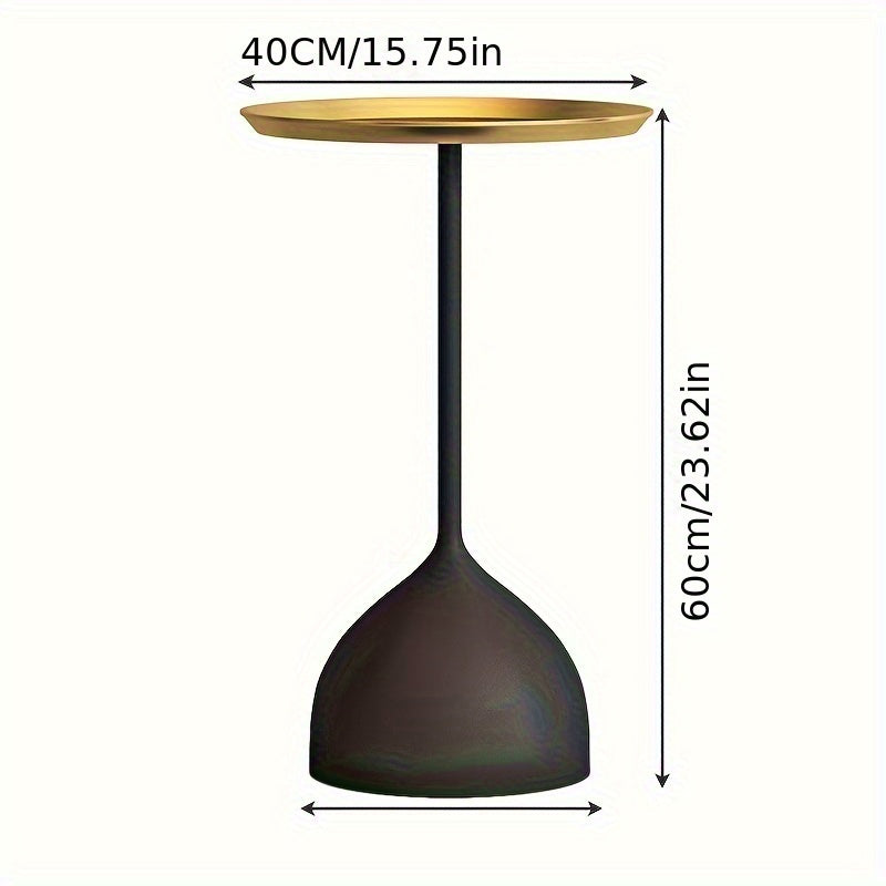 Black Metal Coffee Table Round Small Space Living Room Balcony Corner Easy Assembly