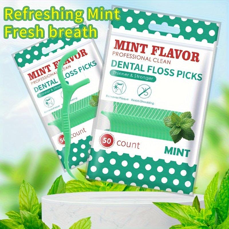 Mint Flavored Dental Flosser Picks Deep Cleaning Travel Oral Care