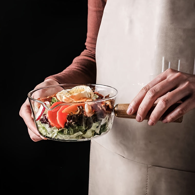 Набор стеклянных кастрюль с деревянной ручкой для молочного супа, лапши, маленьких и больших чашек, кухонная посуда