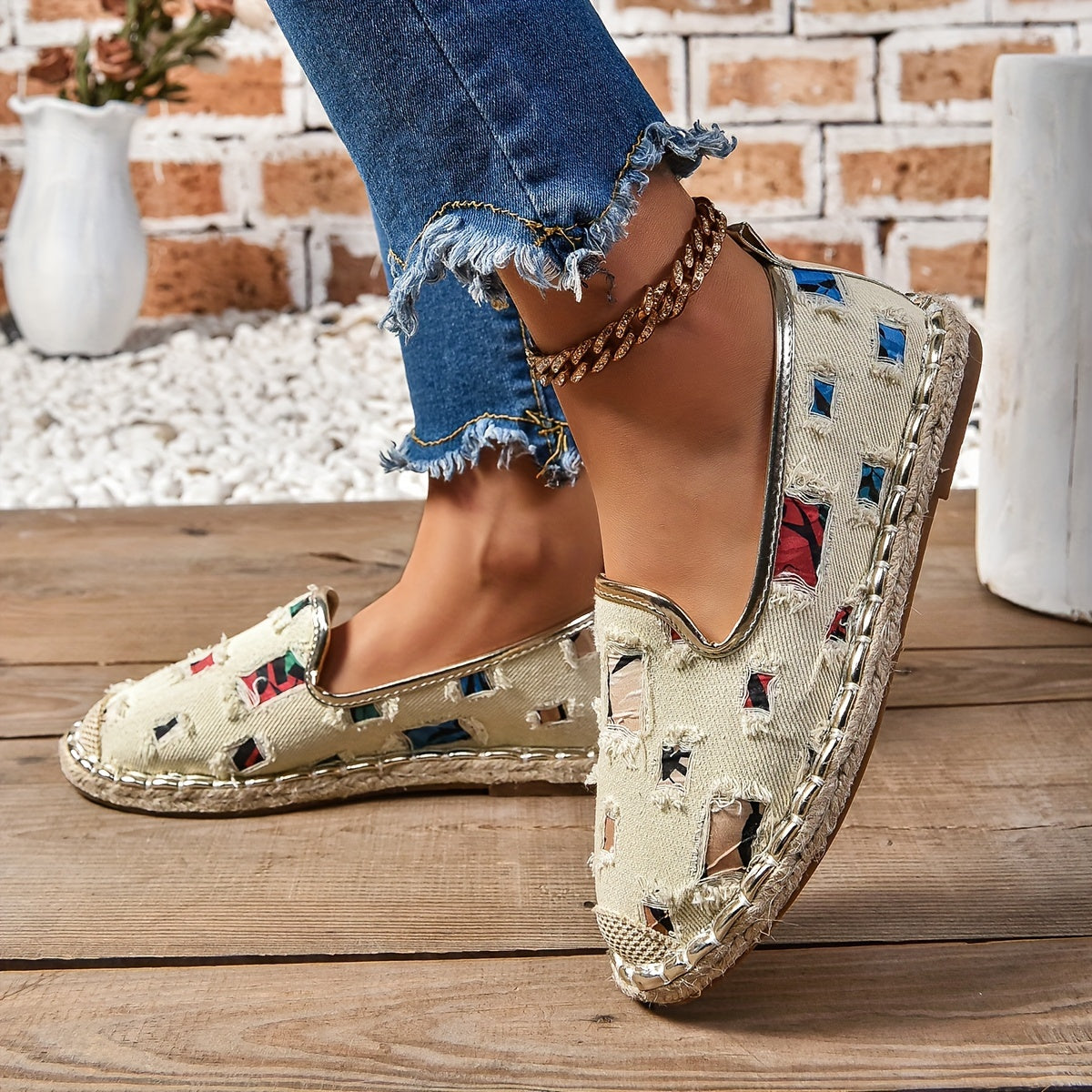 Women's Casual Woven Rope Sneakers Flat Trendy Flat Shoes