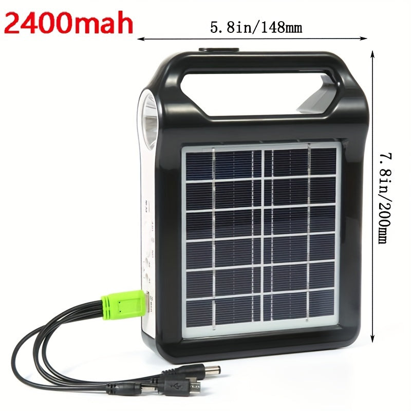 Portable Solar Panel Power Bank Kit with USB Charger and Lamp for Outdoors