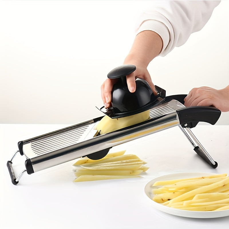 Stainless Steel Vegetable Slicer Set with Adjustable Mandoline and 5 Blades