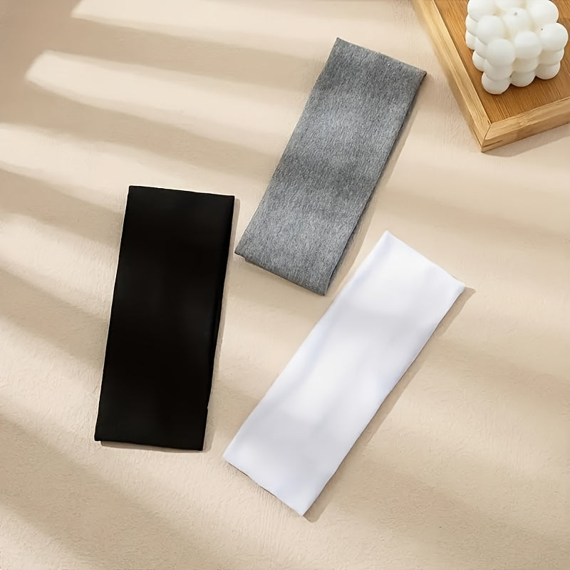 Women's Anti-Slip Headbands for Yoga Running Cycling Set of 3 Black Dark Brown Light Beige