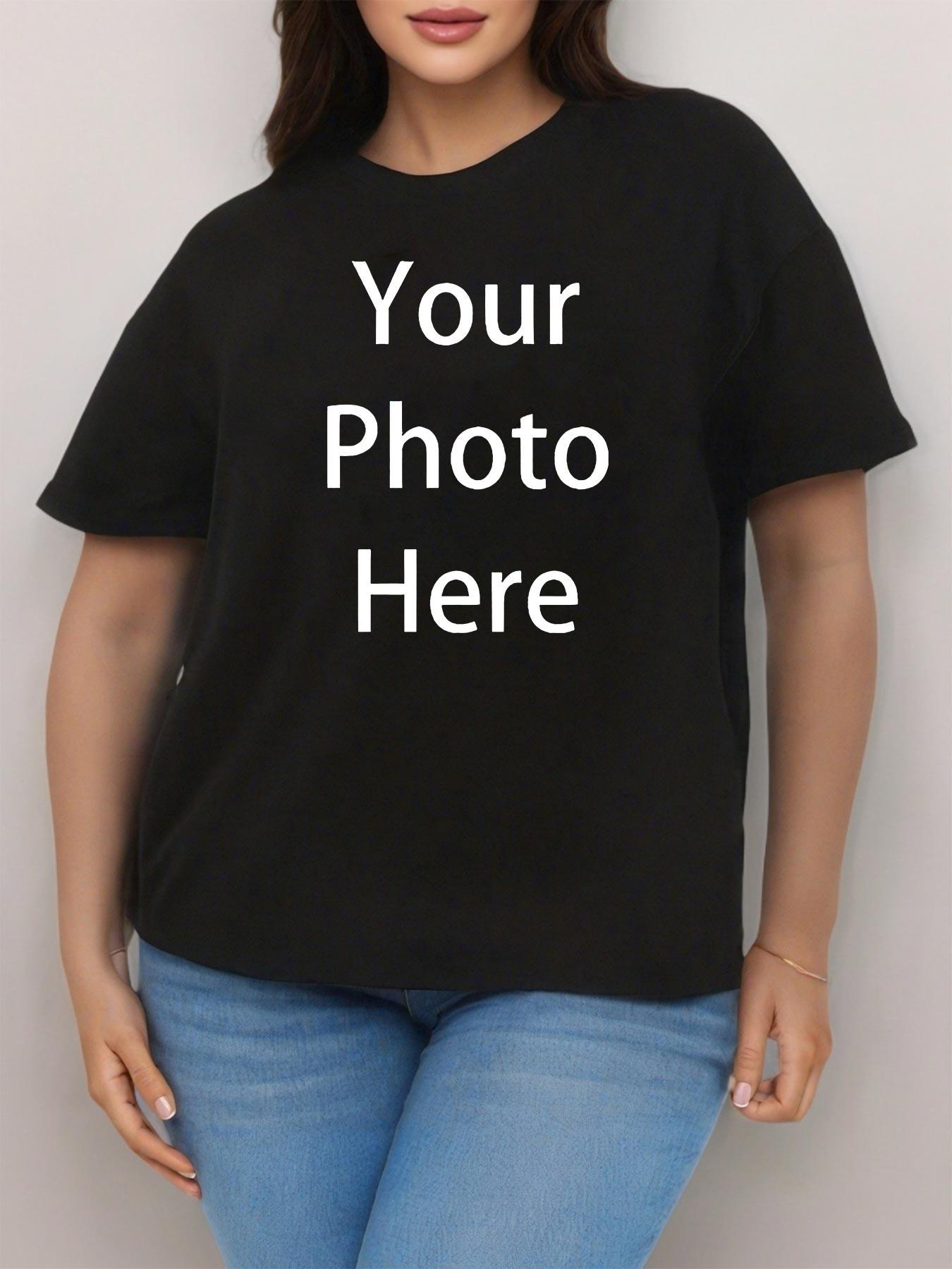 Plus Size Women's T-Shirt Short Sleeve Black White Personalized Casual Comfort