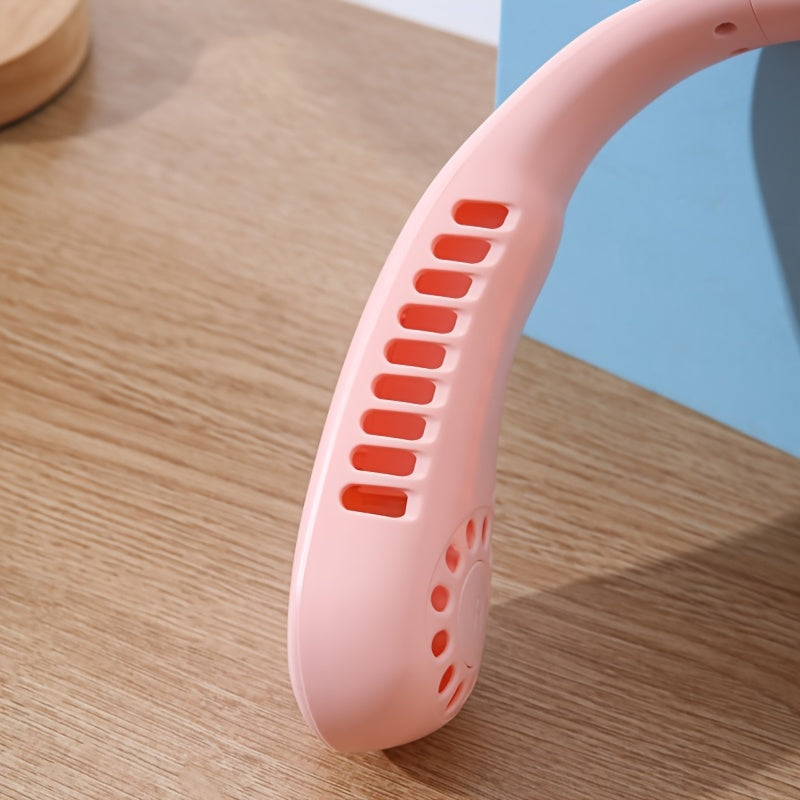 TOOP USB Rechargeable 4-Speed Portable Neck Fan, Bladeless Cooling Fan for Men & Women in White, Pink, Blue, and Teal - Yengil va qulay dizayn, sayohat, ofis va uchun ideal