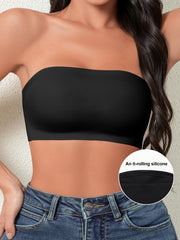 Women's Strapless Wireless Bandeau Bra with Push-Up Support and Anti-Slip Design