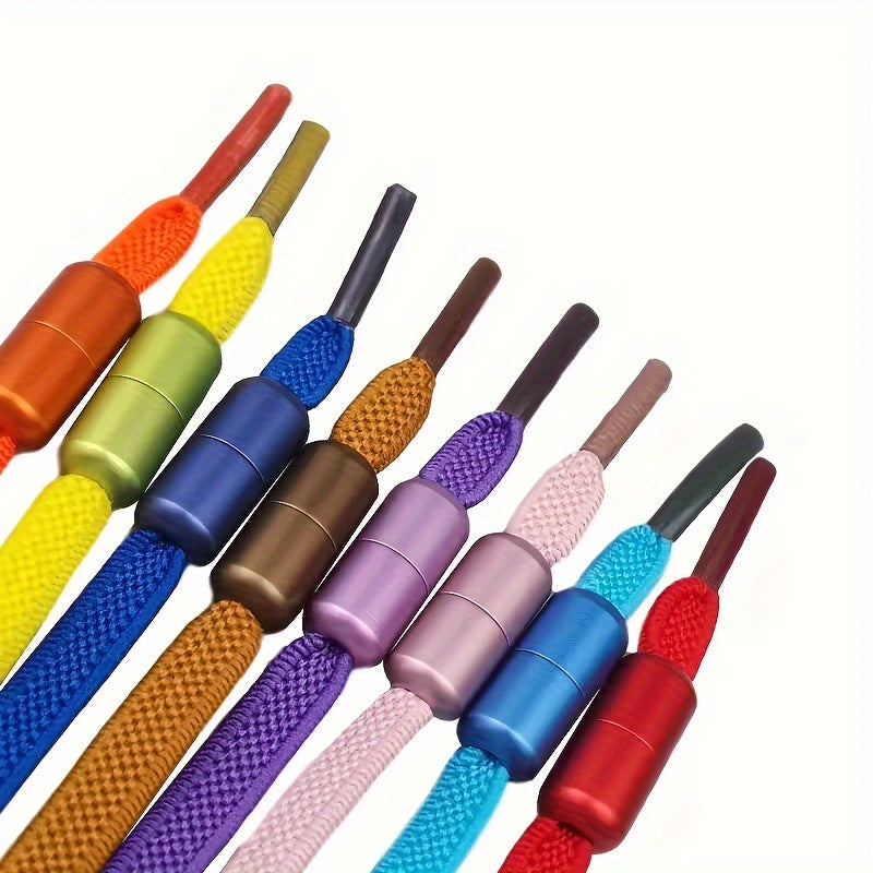 Uniseks elastik No-Tie oyoq kiyimlari rang-barang Lazy Shoe Flat Laces for Sneakers