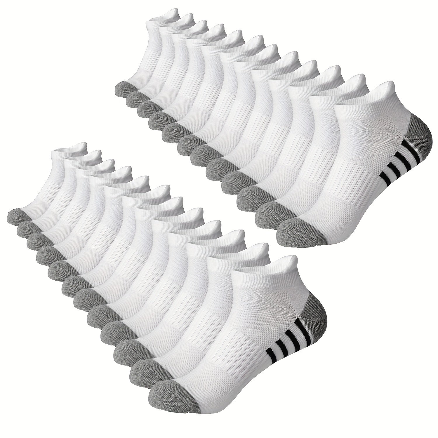 Men's Cotton Striped Sports Socks Breathable Soft Summer Fitness Pack of 12