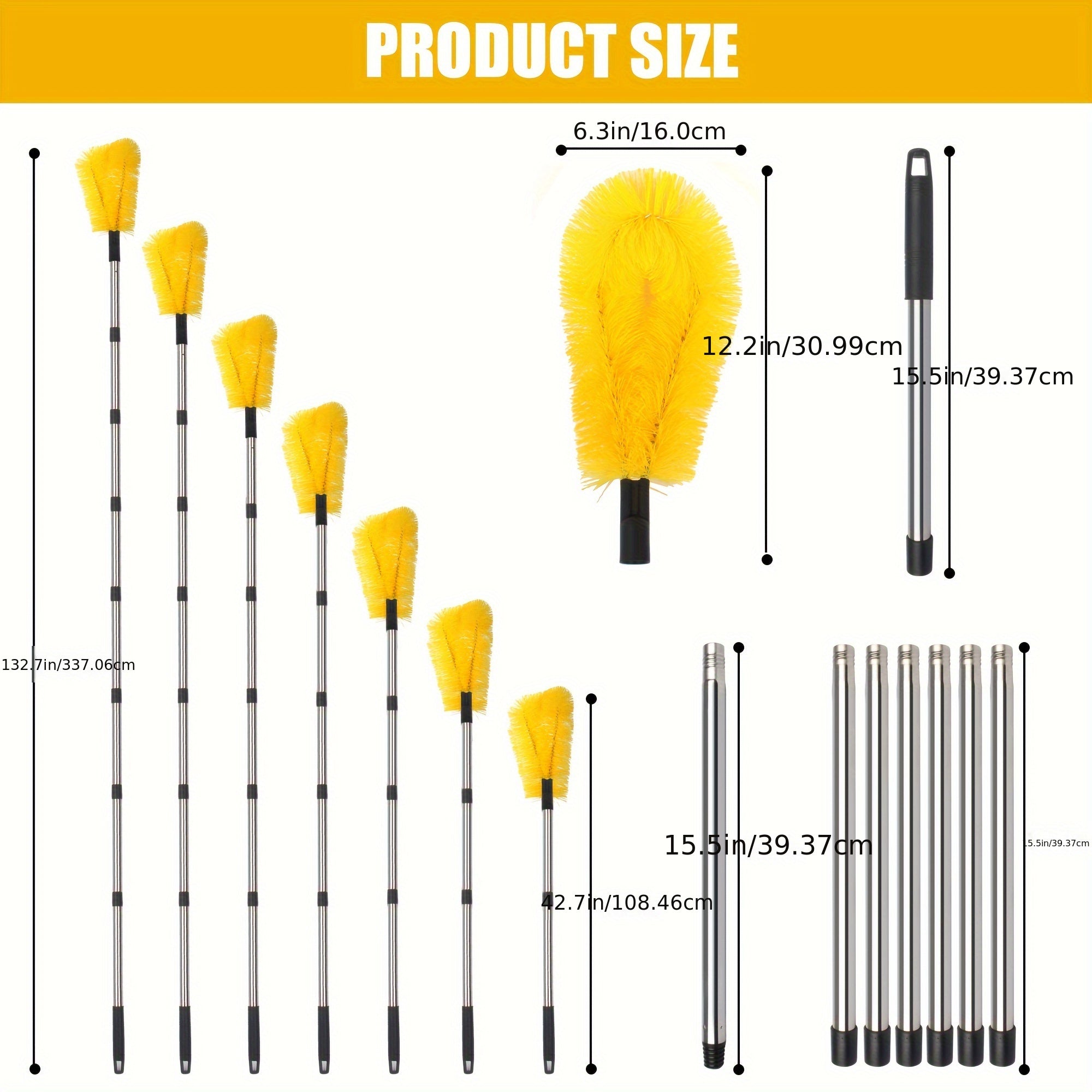 Kengaytiriladigan Qopqoq Tozalash Cho'tkasi - Barglar va Qoldiqlar uchun Yetib Borish, Noxush Po'lat, Moslashuvchan, Mustahkam
