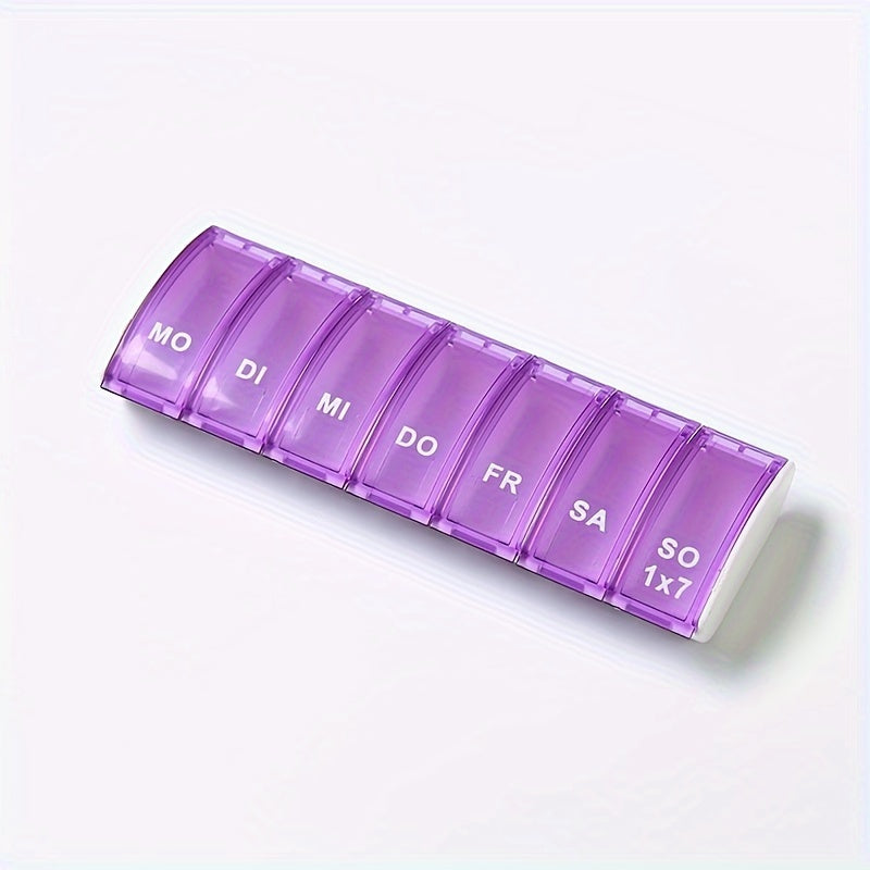 Portable Weekly Pill Organizer for Travel, 7 Compartments, Dividable