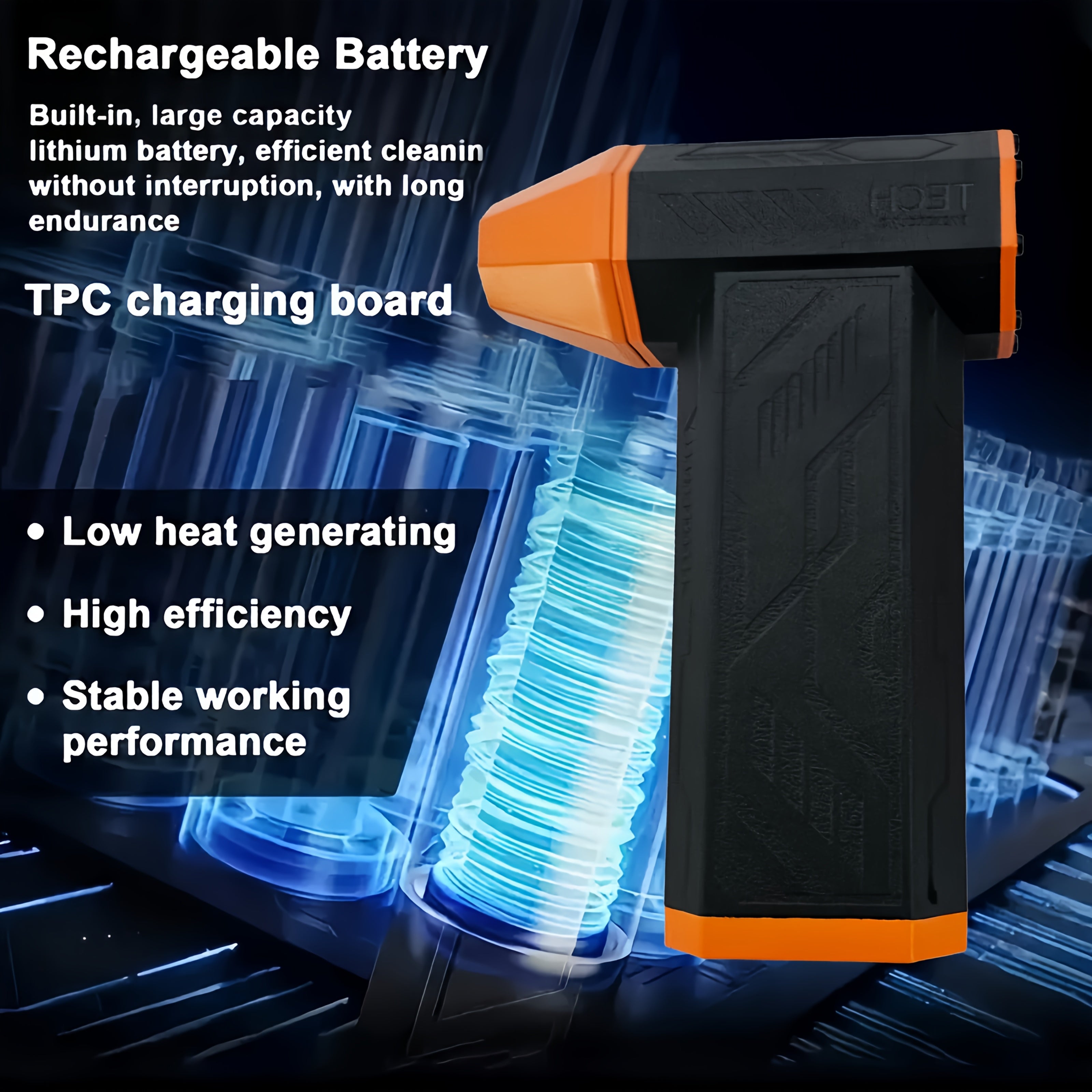 Портативный ручной вентилятор с аккумулятором, турбо высокой скорости, бесщеточный мотор, регулируемый поток воздуха