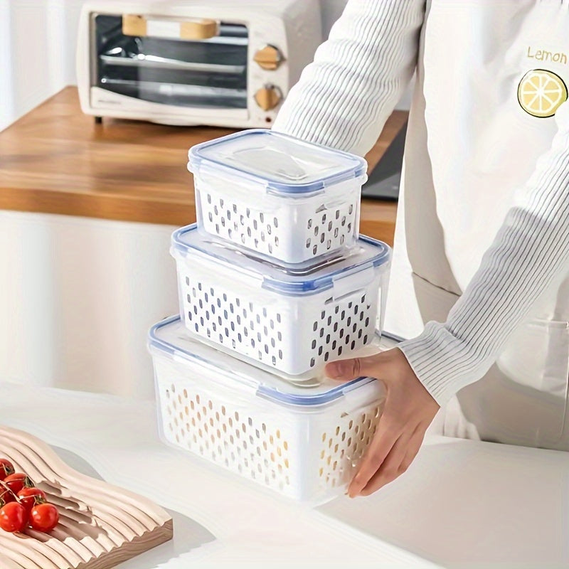 4/6 Pcs BPA-Free Polypropylene Refrigerator Organizer Sets with Removable Drain Basket