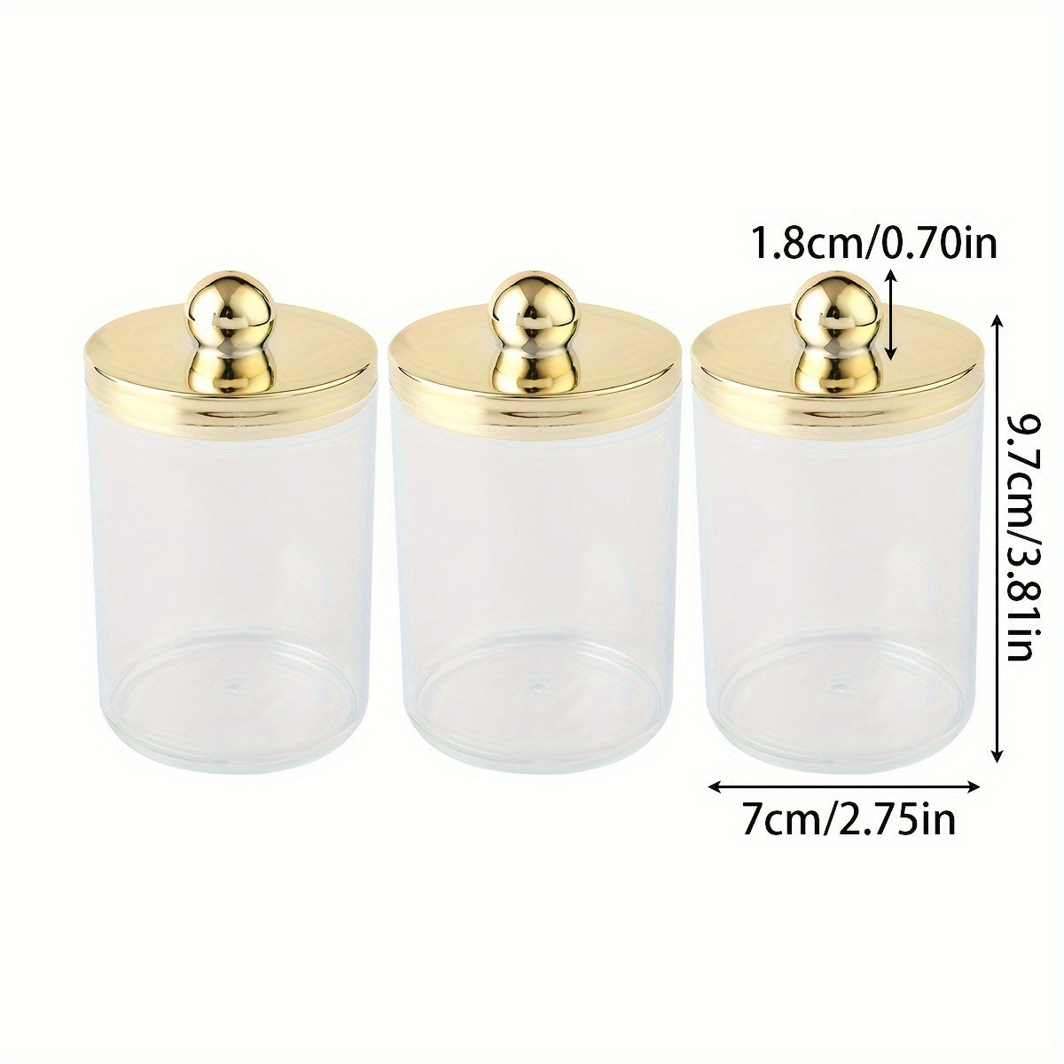 Элегантный прозрачный акриловый контейнер для ватных палочек объемом 10 унций с крышкой для хранения на ванной столешнице.