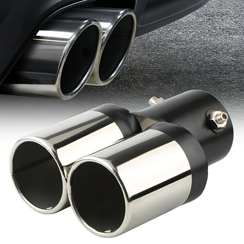 Cabezal de escape de doble salida de aire universal en cromo acero inoxidable para tubo de escape automotriz